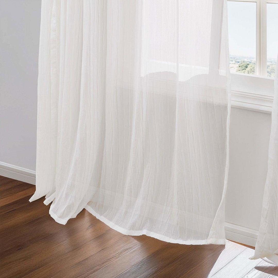 EAZU white Iris Sheer Curtain White Airy