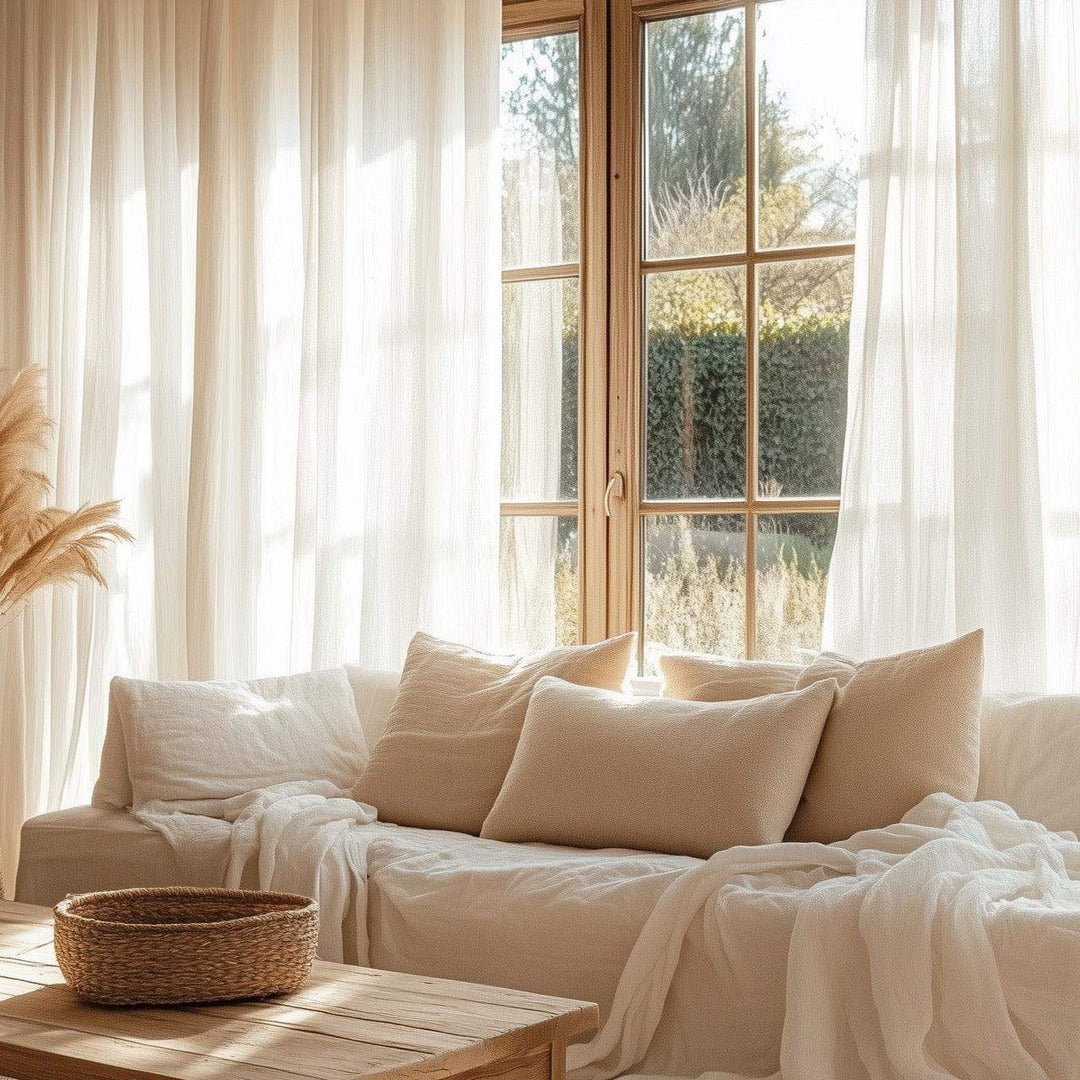 EAZU Natural Mira Linen Sheer Curtain Summer Vibe