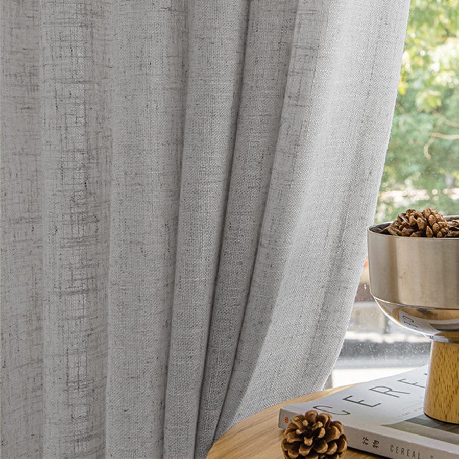 EAZU Mist Grey Luna Linen Curtain Pinch Pleat