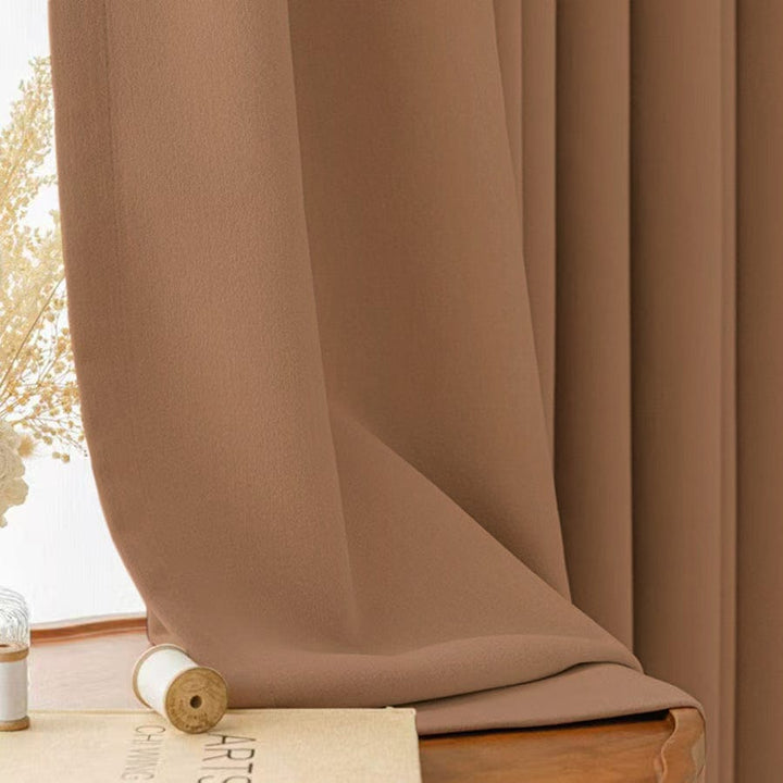 EAZU Brown Evelyn Velvet Blackout Curtain Pleated