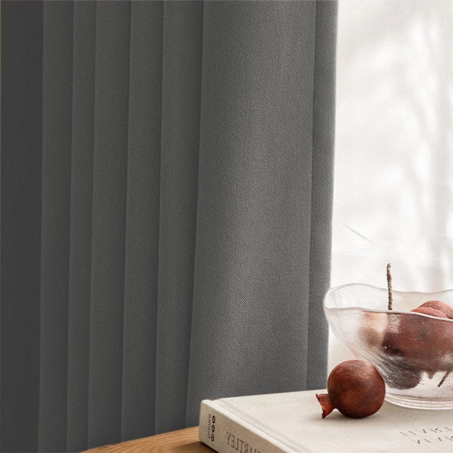 EAZU Charcoal Grey Vera Velvet Curtain Blackout Pinch Pleat