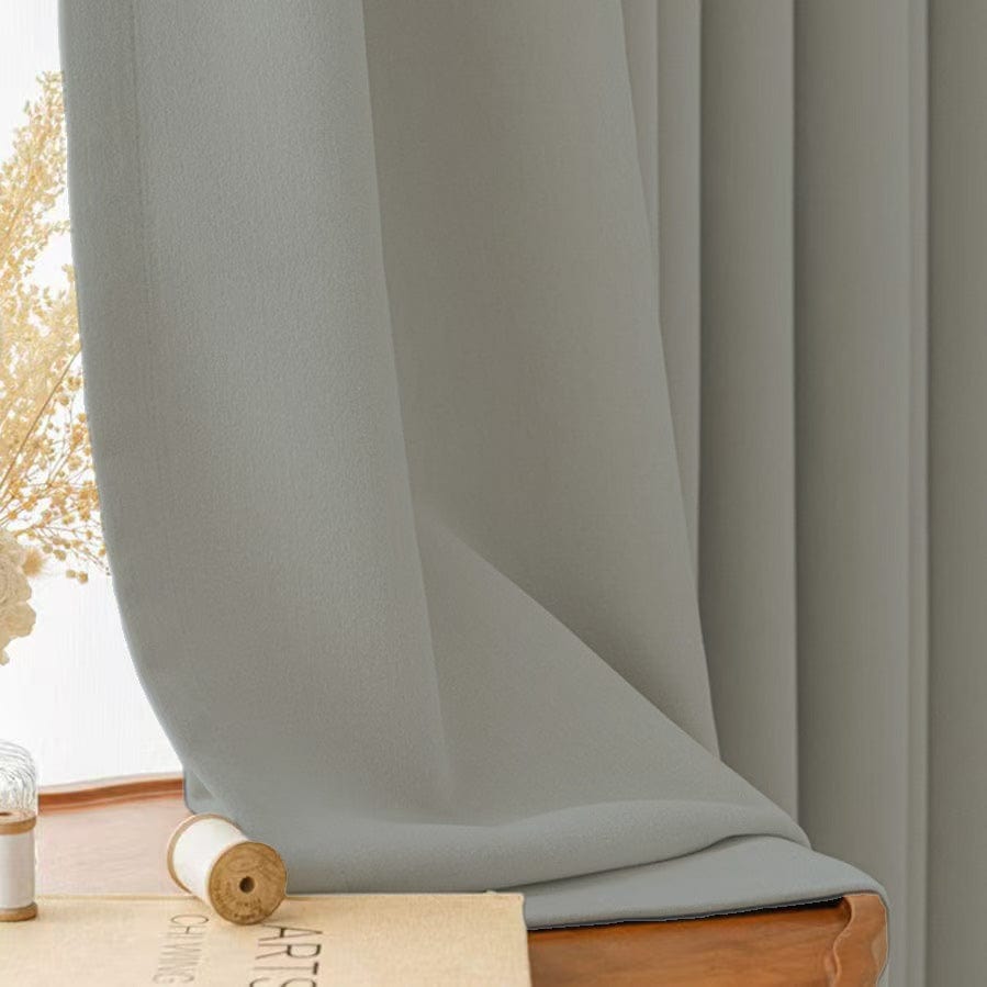 EAZU Chic Grey Evelyn Velvet Blackout Curtain Pleated