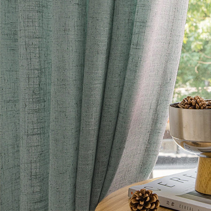 EAZU Fog Blue Luna Linen Curtain Pinch Pleat