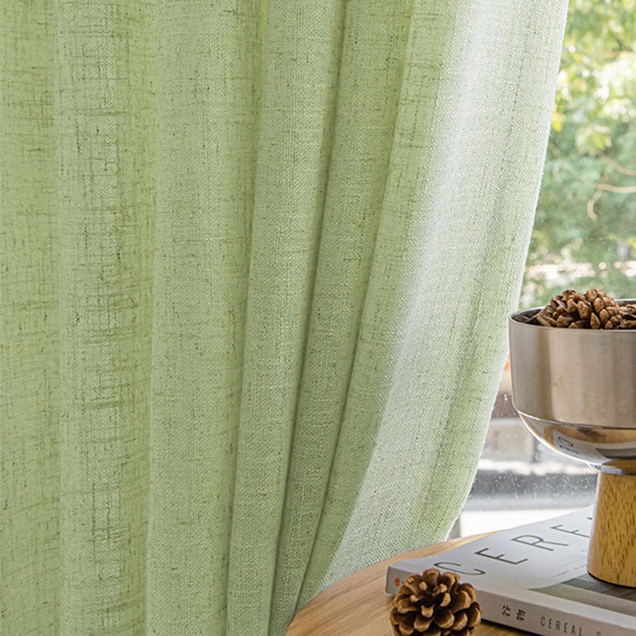 EAZU Fog Green Luna Linen Curtain Pinch Pleat