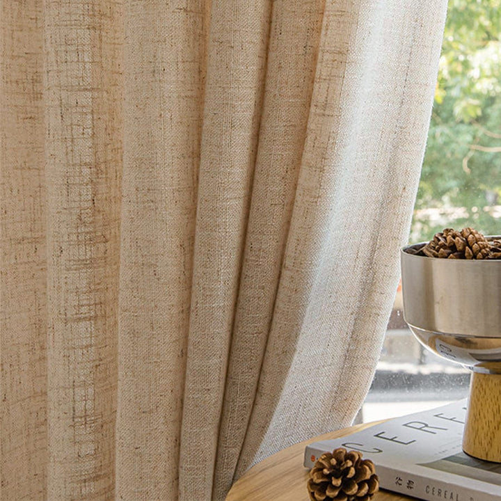 EAZU Khaki Luna Linen Curtain Pinch Pleat