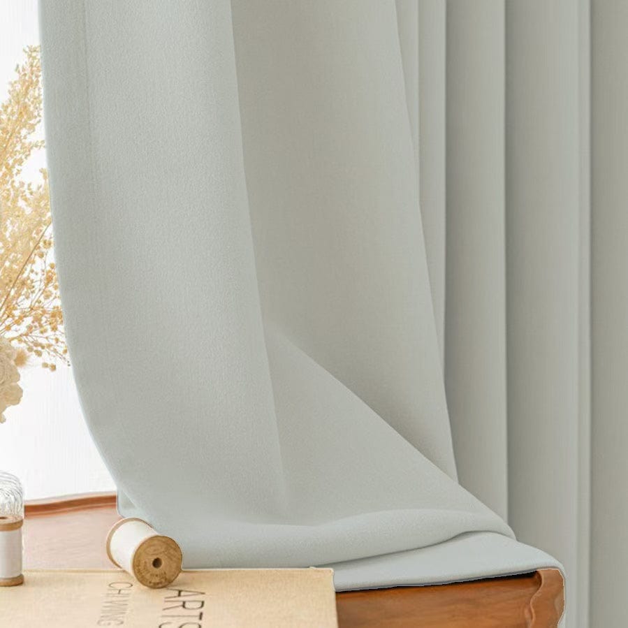 EAZU Light Grey Evelyn Velvet Blackout Curtain Pleated