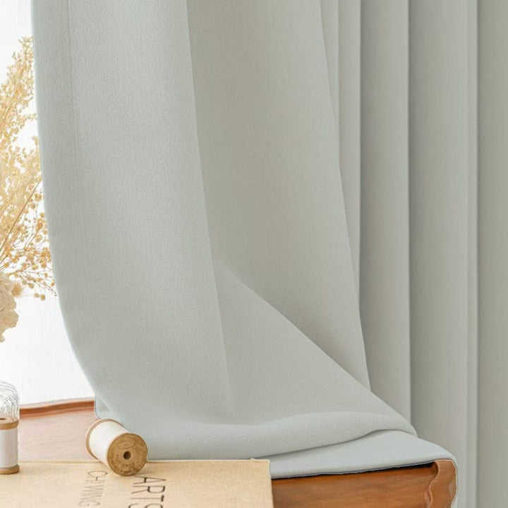 EAZU Light Grey Evelyn Velvet Blackout Curtain Pleated