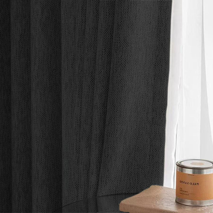 EAZU Onyx Black Charlotte Heavyweight Linen Curtain