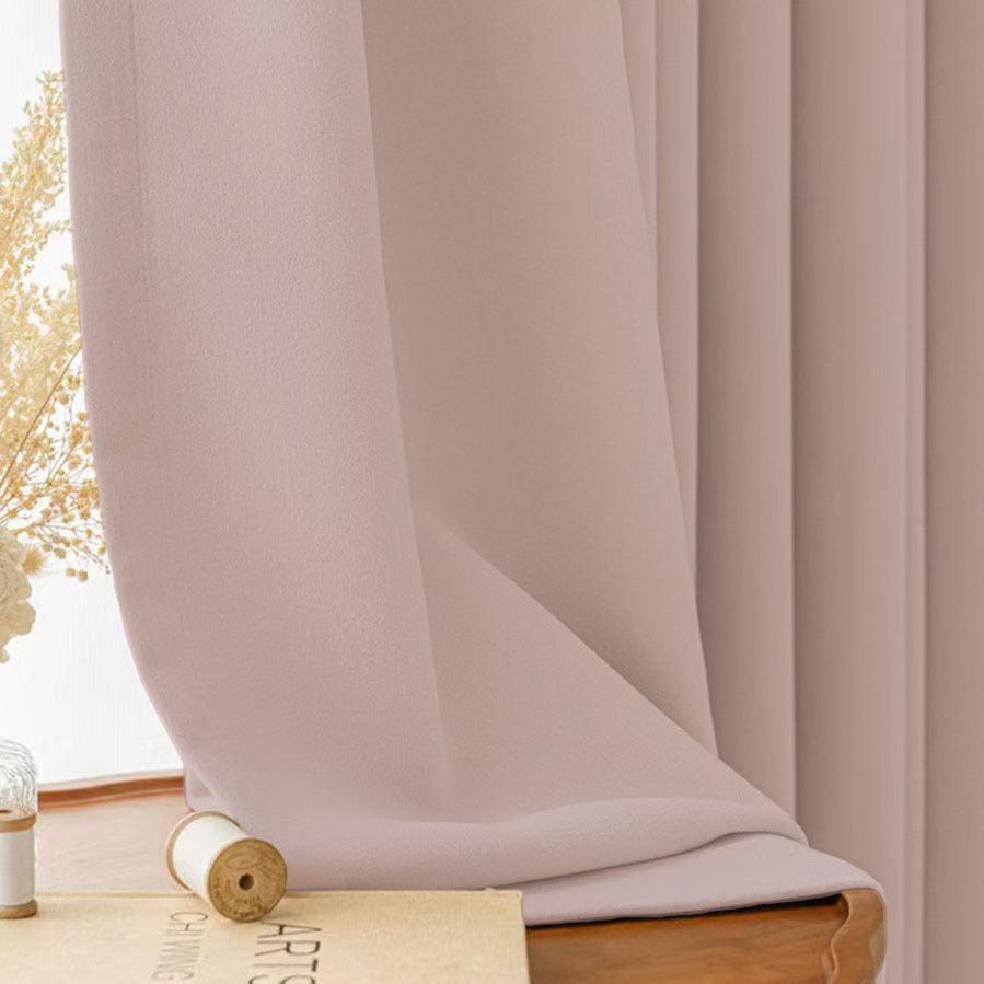 EAZU Pale Pink Evelyn Velvet Blackout Curtain Pleated