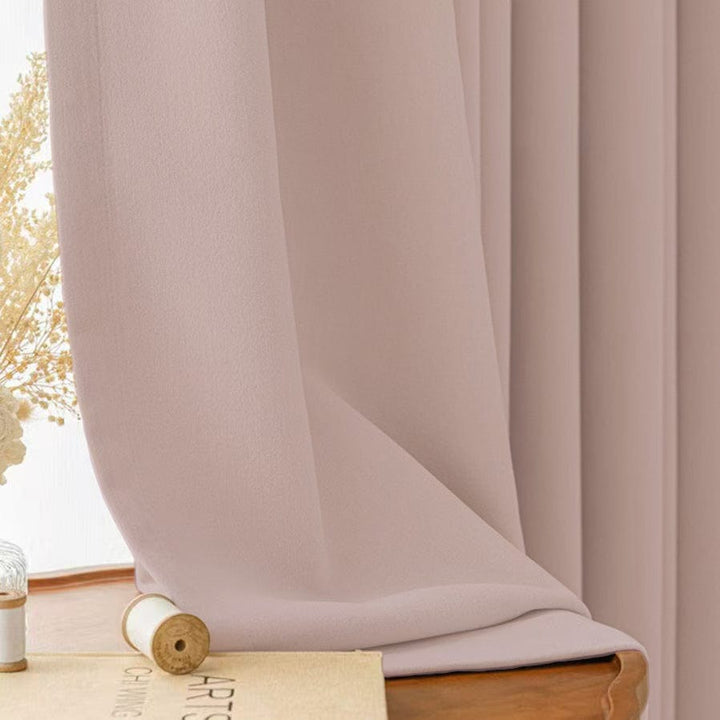 EAZU Pale Pink Evelyn Velvet Blackout Curtain Pleated