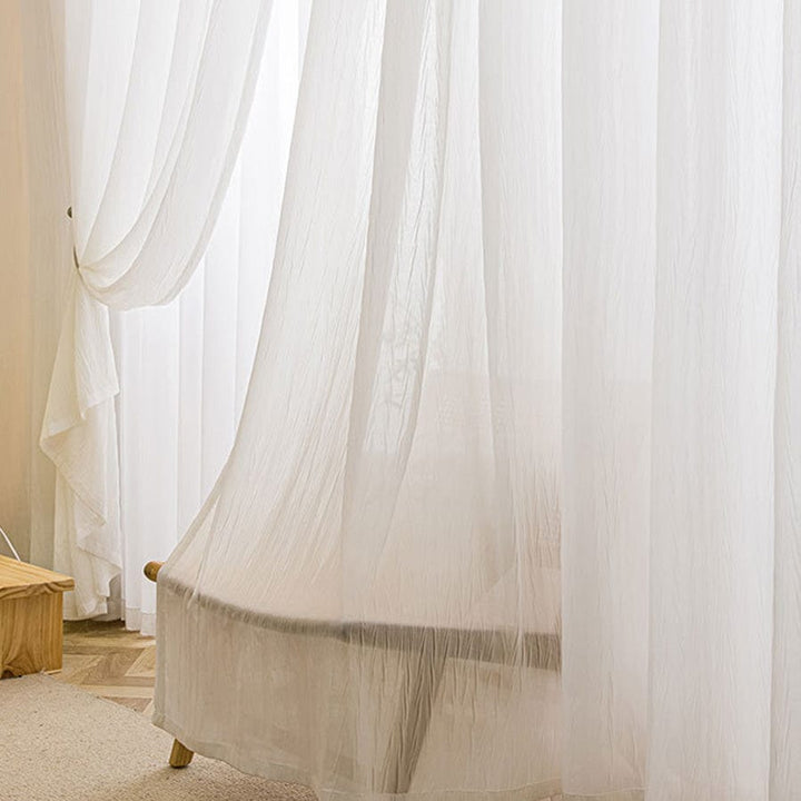 EAZU white Iris Sheer Curtain White Airy