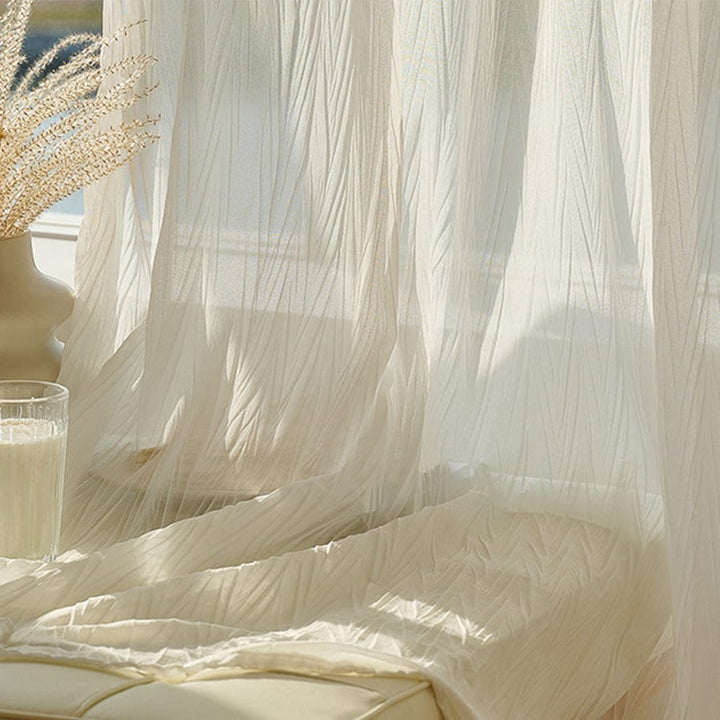 EAZU white Iris Sheer Curtain White Airy