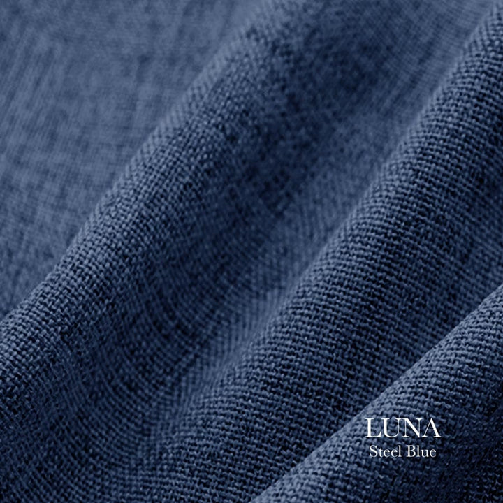 EAZU Steel Blue Luna Linen Curtain Pinch Pleat