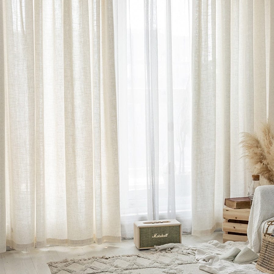 EAZU Natural Mira Linen Sheer Curtain Summer Vibe