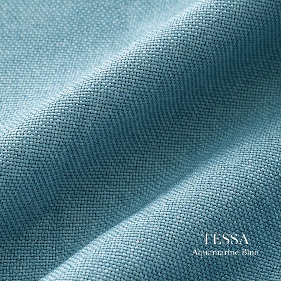 EAZU Aquamarine Blue Tessa Cotton Curtain Pinch Pleat