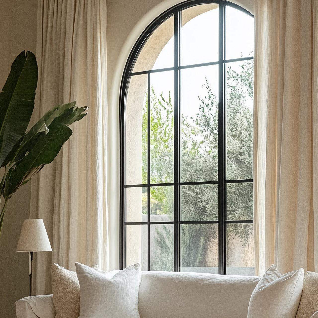 EAZU Cream White Tessa Cotton Curtain Pleated | Cream White