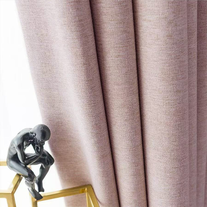 EAZU Blossom Pink Lyla Faux Linen Blackout Curtain