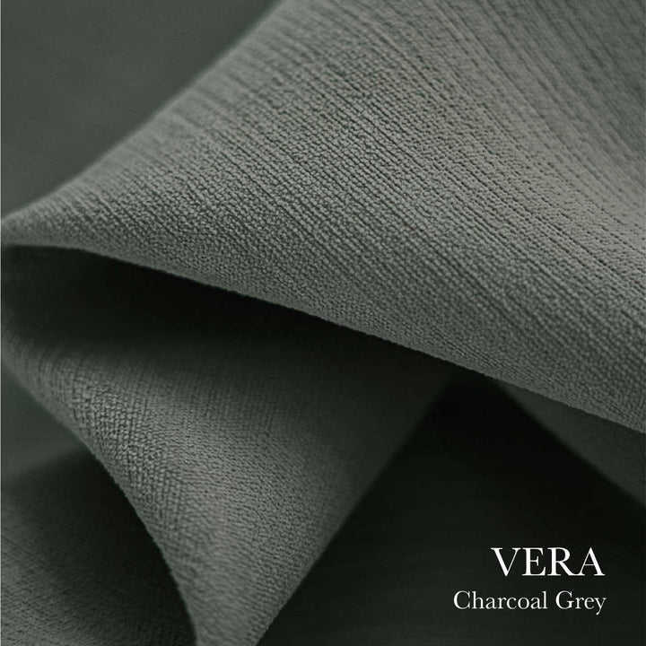 EAZU Charcoal Grey Vera Velvet Curtain Blackout Pinch Pleat