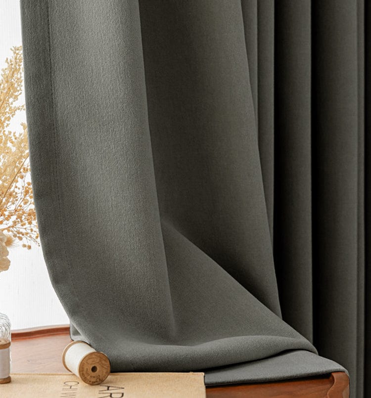 EAZU Charcoal Grey Vera Velvet Blackout Curtain Pleated | Charcoal Grey