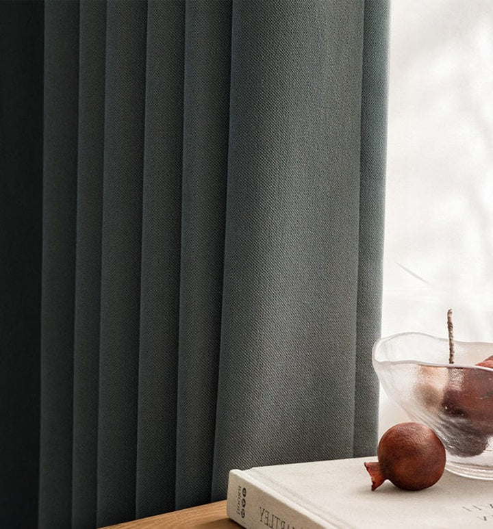 EAZU Charcoal Grey Vera Velvet Blackout Curtain Pleated | Charcoal Grey