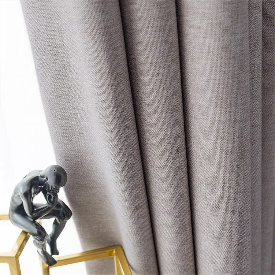 EAZU Warm Grey Lyla Faux Linen Blackout Curtain