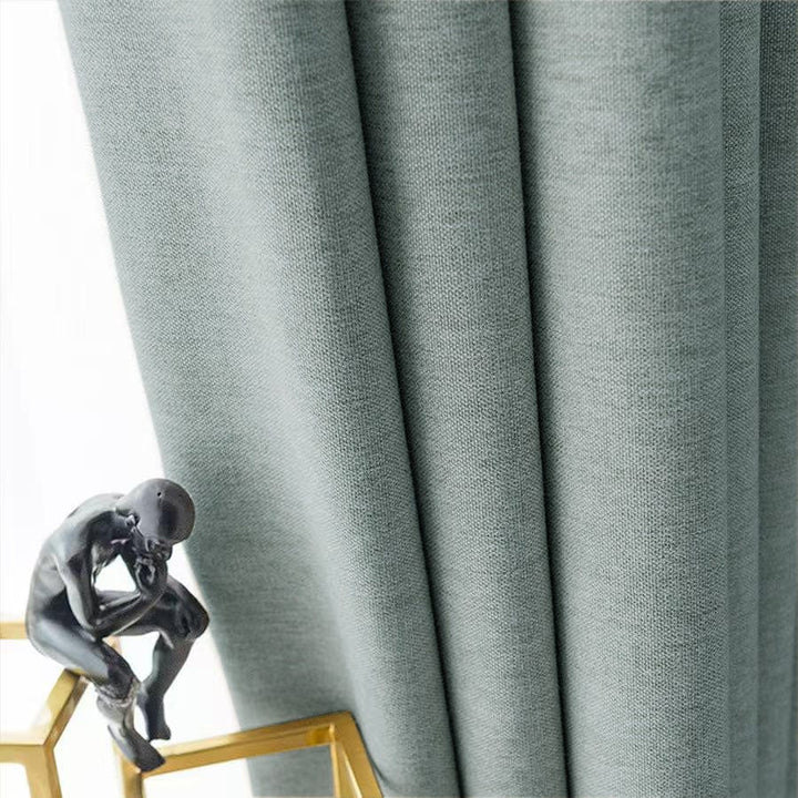 EAZU Willow Green Lyla Faux Linen Blackout Curtain